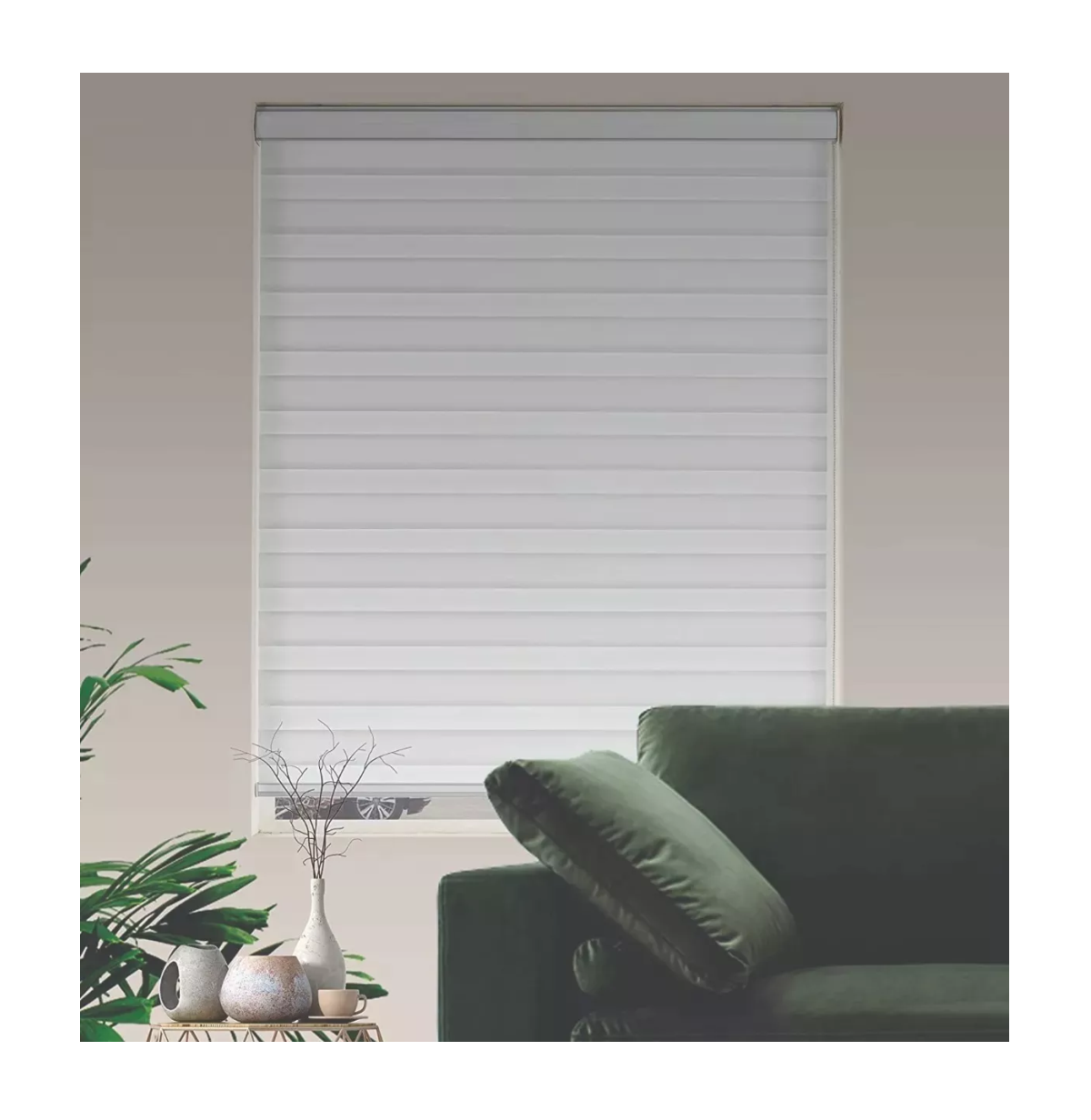 Foto 5 pulgar | Persiana Doble Capa Con Diseño De Cebra Enrollable 100x200cm Gris Con Blanco