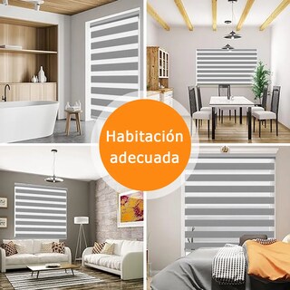 Foto 2 | Persiana Doble Capa 100x200 Cm Enrollable Eo Safe Imports Esi-20471 Gris