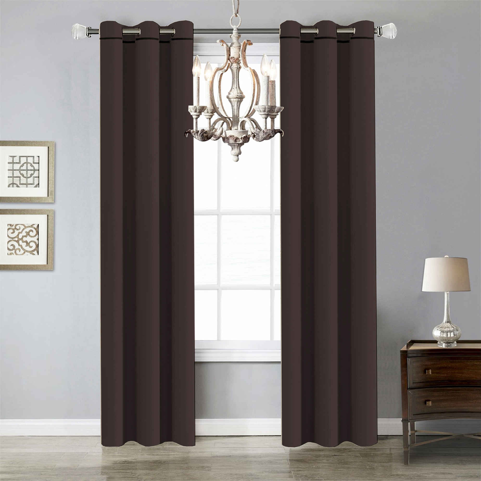 Foto 7 pulgar | Cortinas Black Out Lisas Color Chocolate Con Argollas