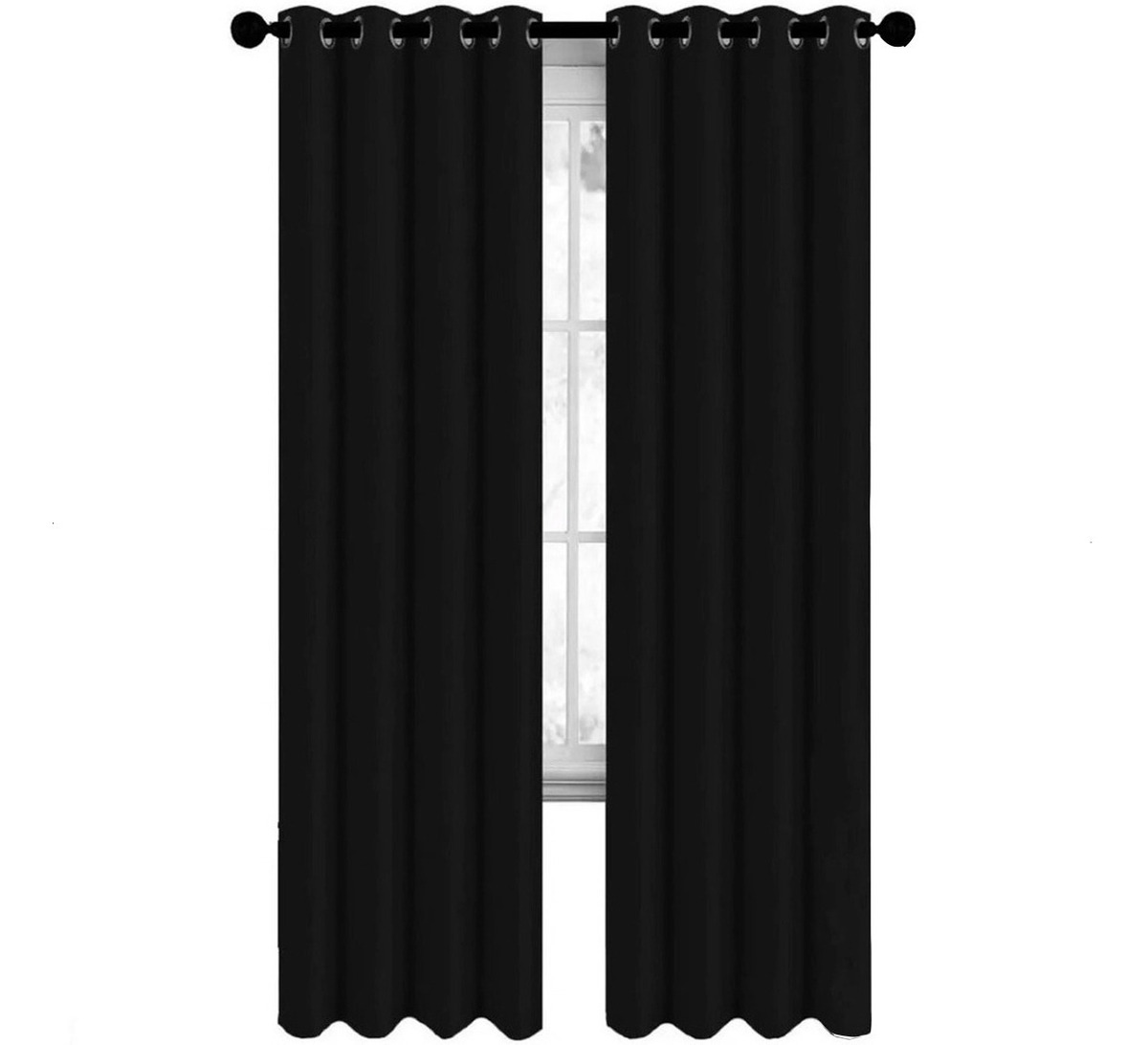 Cortina Negra Blackout Gruesa Ventana 274 X 213 Cm Dos Paneles