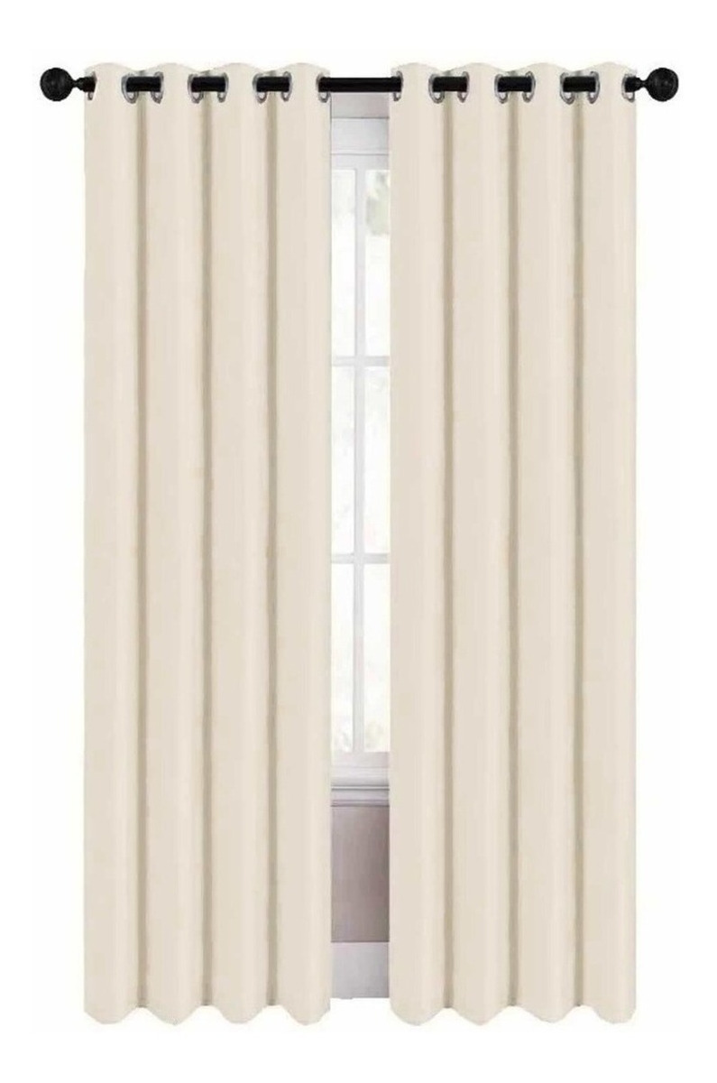 Cortina Beige Blackout Gruesa Ventana 274 X 213 Cm Dos Paneles