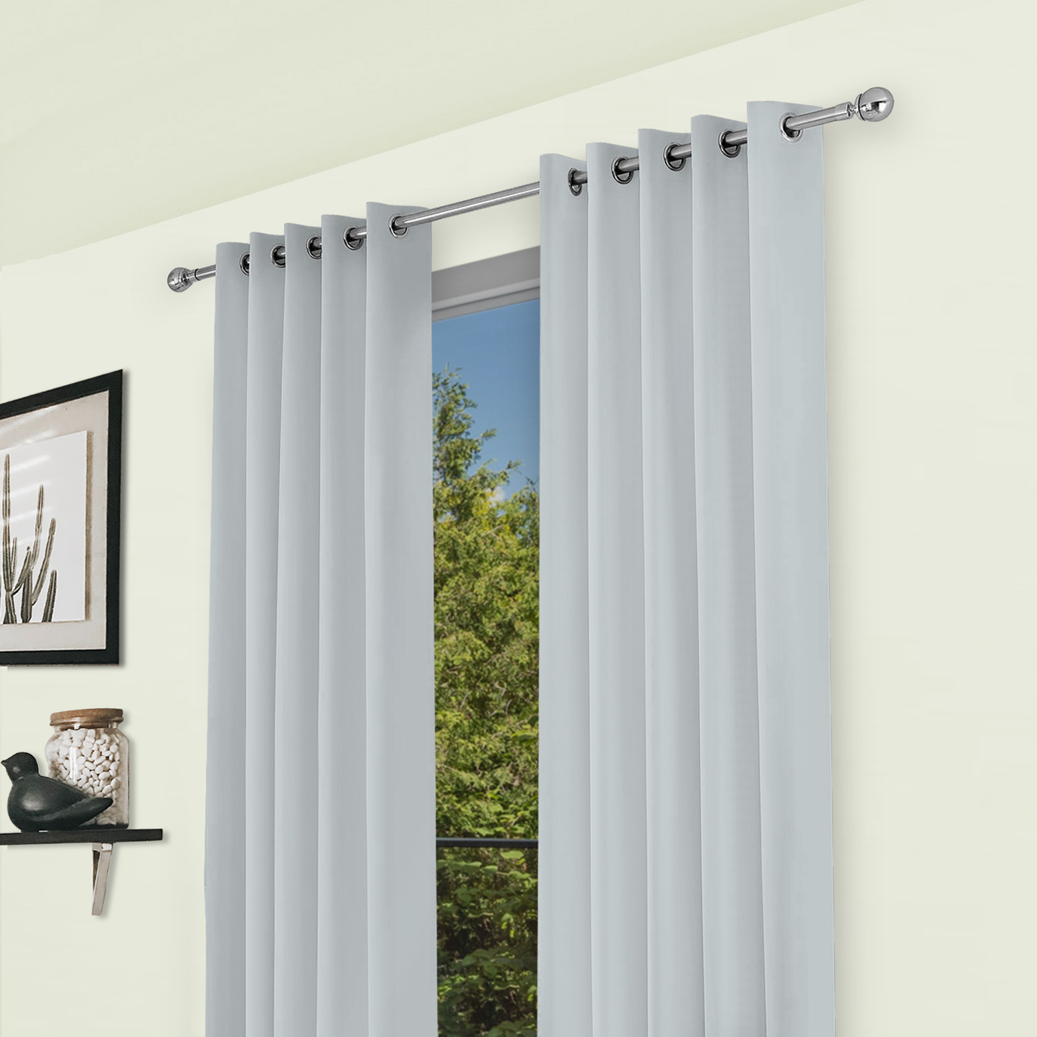 Foto 2 | Cortina Gris Blackout Gruesa Ventana 274 X 213 Cm Dos Paneles