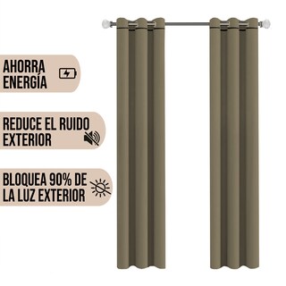 Foto 2 | Cortinas Black Out Lisas Aquila color Caqui Con Argollas