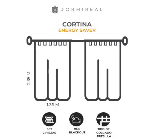 Foto 4 pulgar | Cortina Energy Saver Plateado Satín Presilla Set2pz 276x235 Dormireal