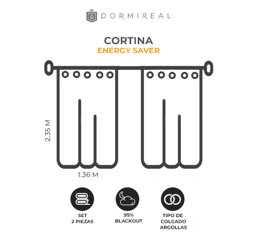 Foto 3 | Cortina Energy Saver Rust Satín Argollas Set 276x235 Dormireal