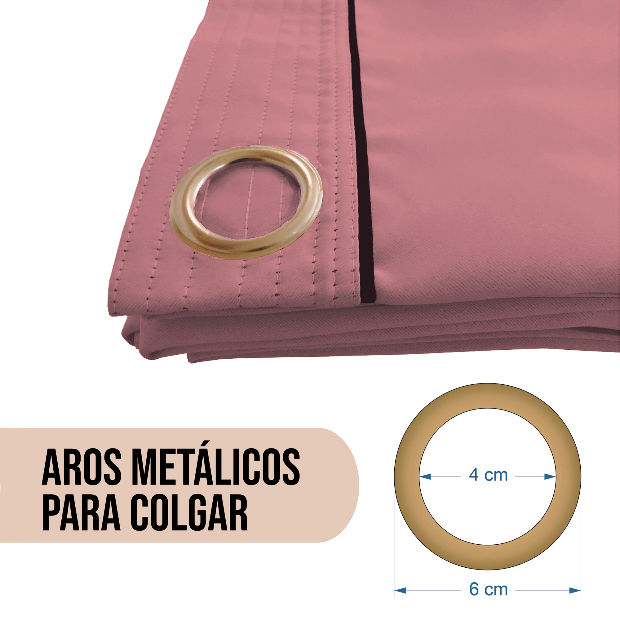 Foto 3 | Cortinas Black Out Aquila C8080 color Rosa Palo Lisas con Argollas