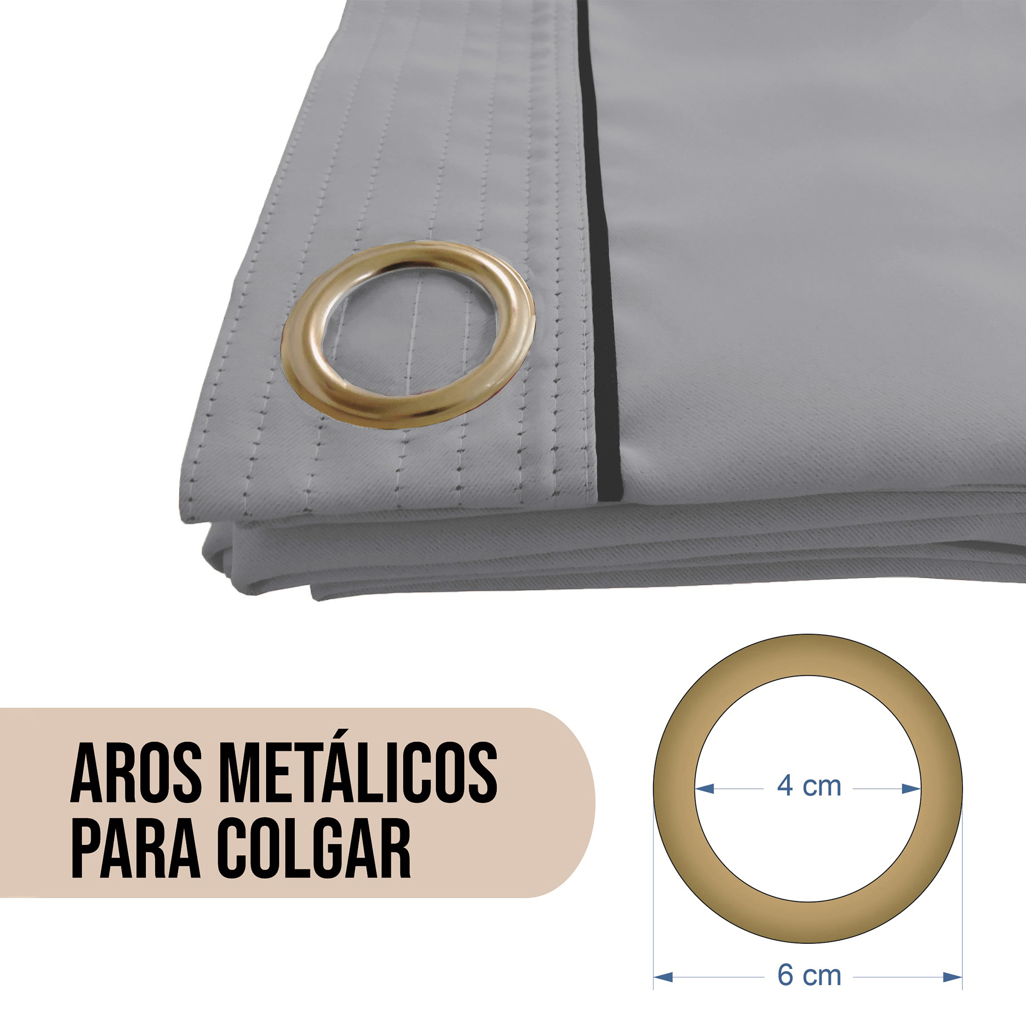 Foto 4 pulgar | Cortinas Black Out Aquila Lisa color Gris con Argollas