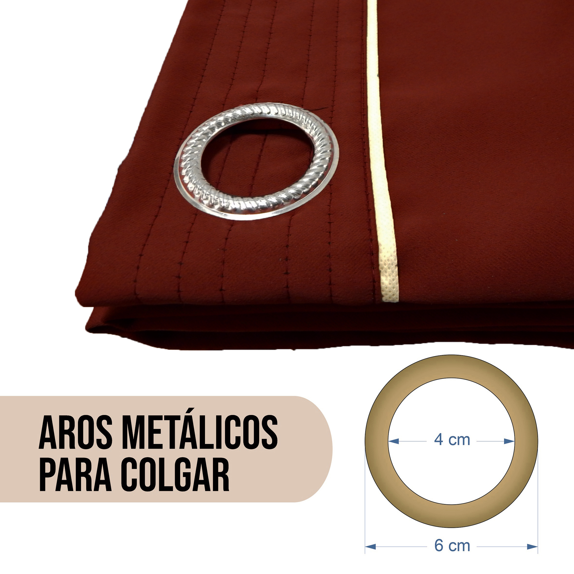 Foto 4 pulgar | Cortinas Black Out Lisa color Tinto Aquila Con Argollas