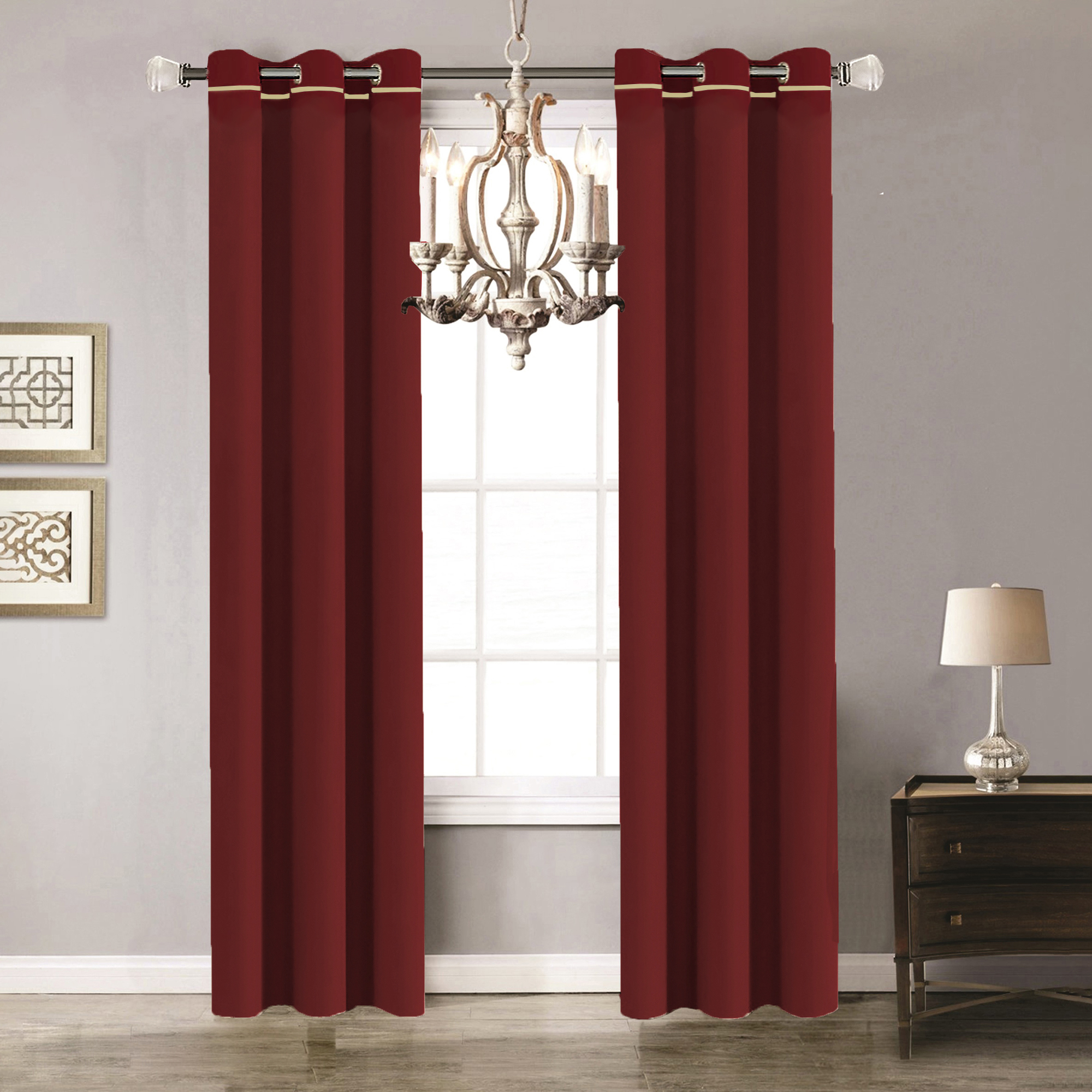 Foto 7 pulgar | Cortinas Black Out Lisa color Tinto Aquila Con Argollas