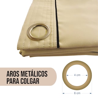 Foto 3 | Cortinas Aquila Black Out Lisa Beige con Argollas 2.20 X 2.75