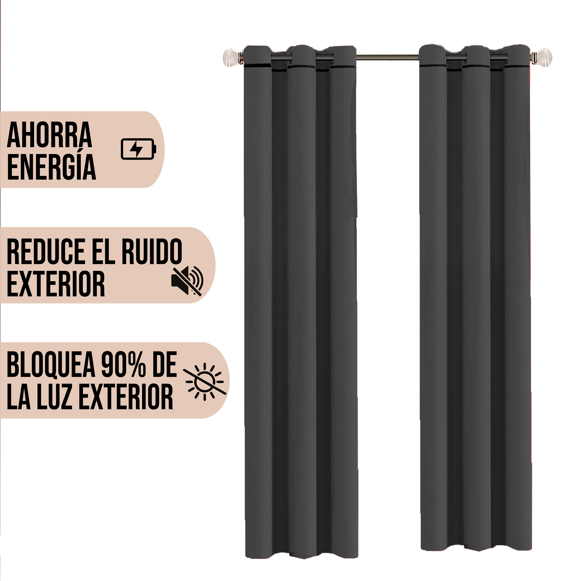 Foto 3 pulgar | Cortinas Black Out Aquila con Argollas 2.20 x 2.75 color Gris