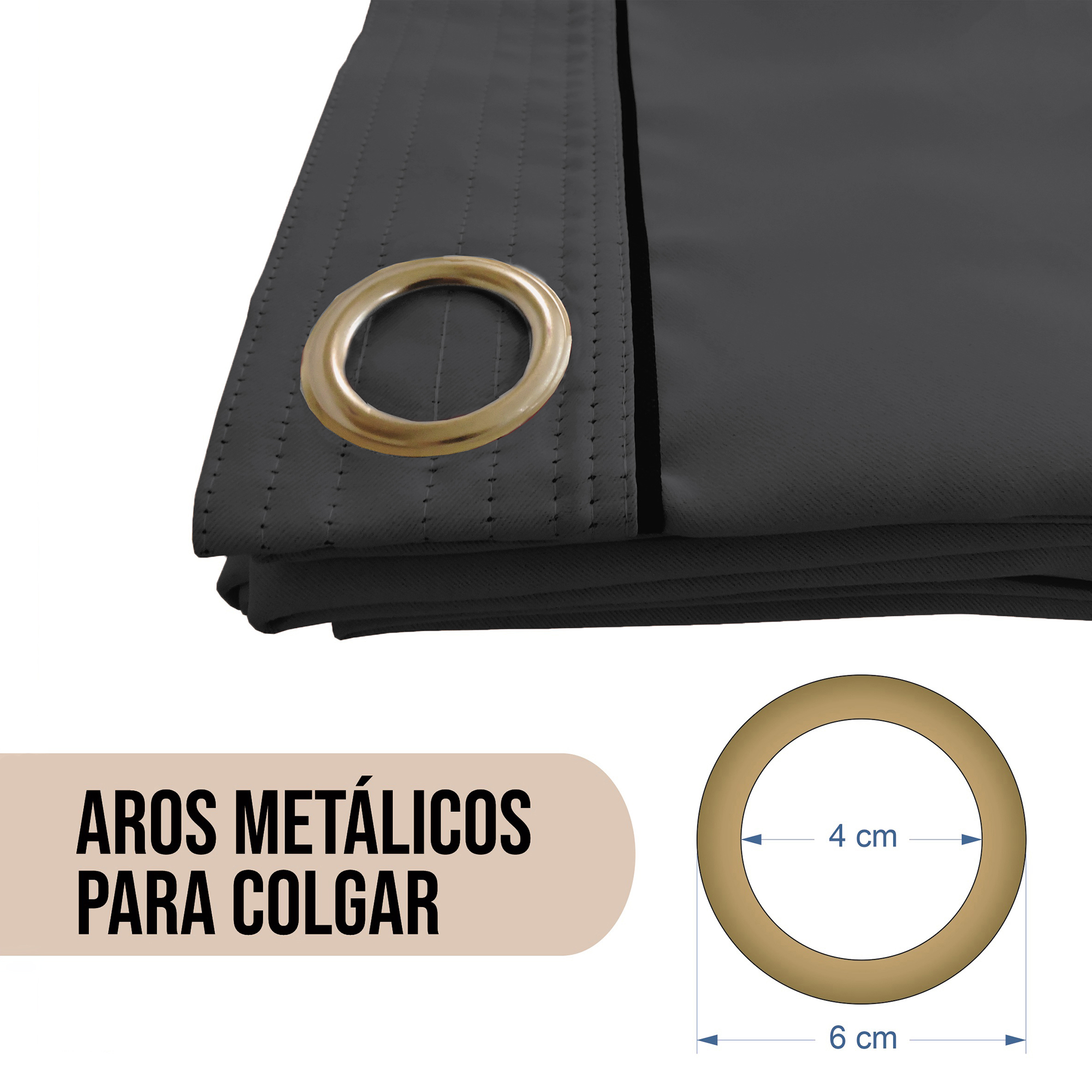 Foto 4 pulgar | Cortinas Black Out Aquila con Argollas 2.20 x 2.75 color Gris