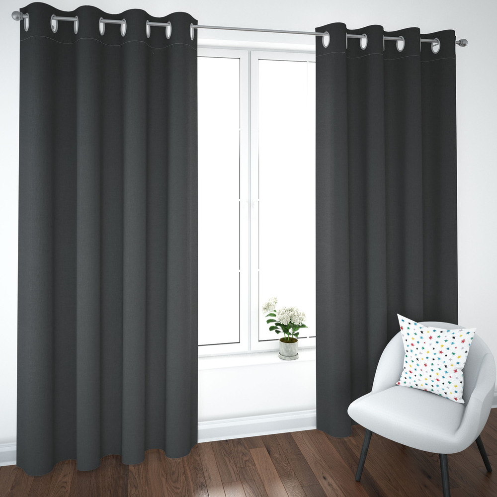 Foto 3 pulgar | Par de Cortinas Rebeca Blackout color Gris Oxford Premium