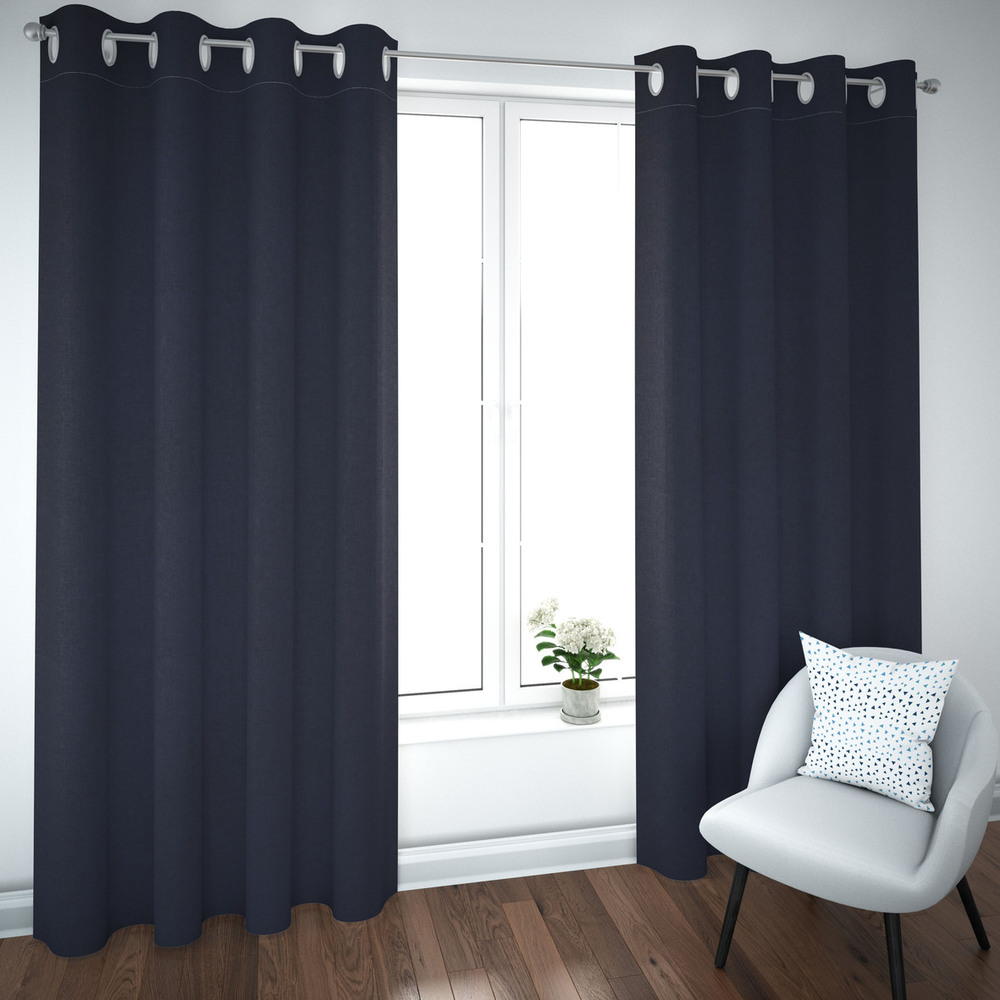 Foto 2 | Par de Cortinas Rebeca Blackout color Azul Marino Premium