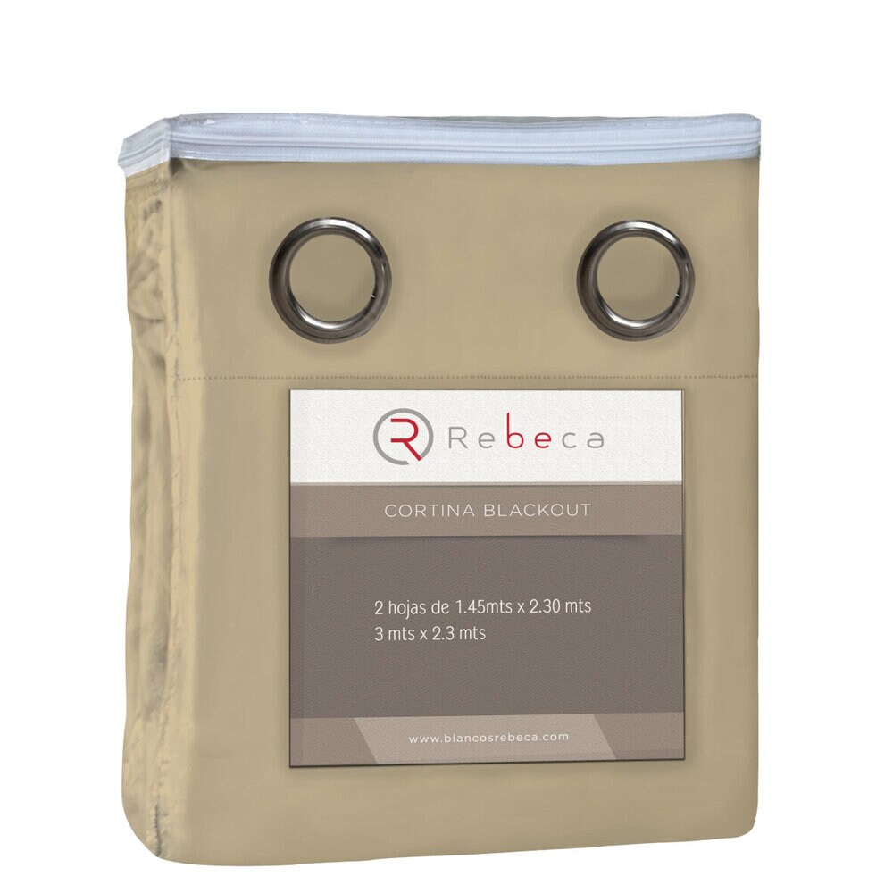 Par de Cortinas Rebeca Blackout color Beige Premium $699