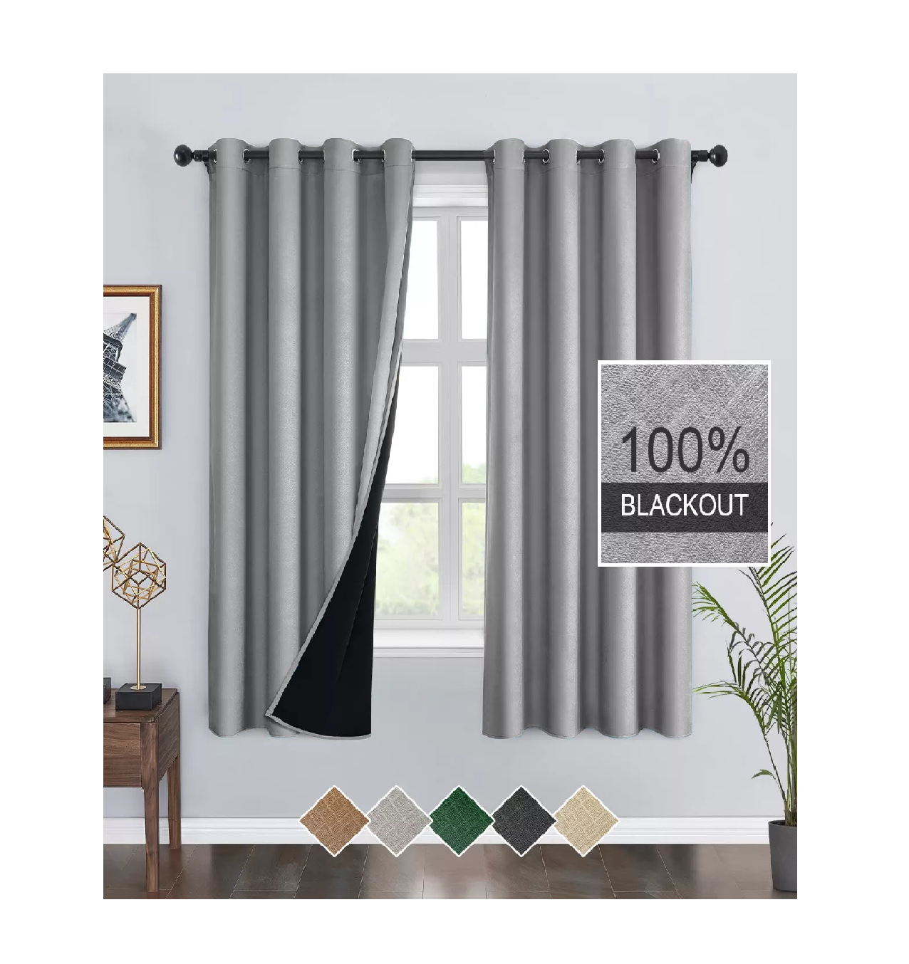 Foto 4 pulgar | Cortinas Blackout para Ventana 214 x 160 cm 2 piezas Gris