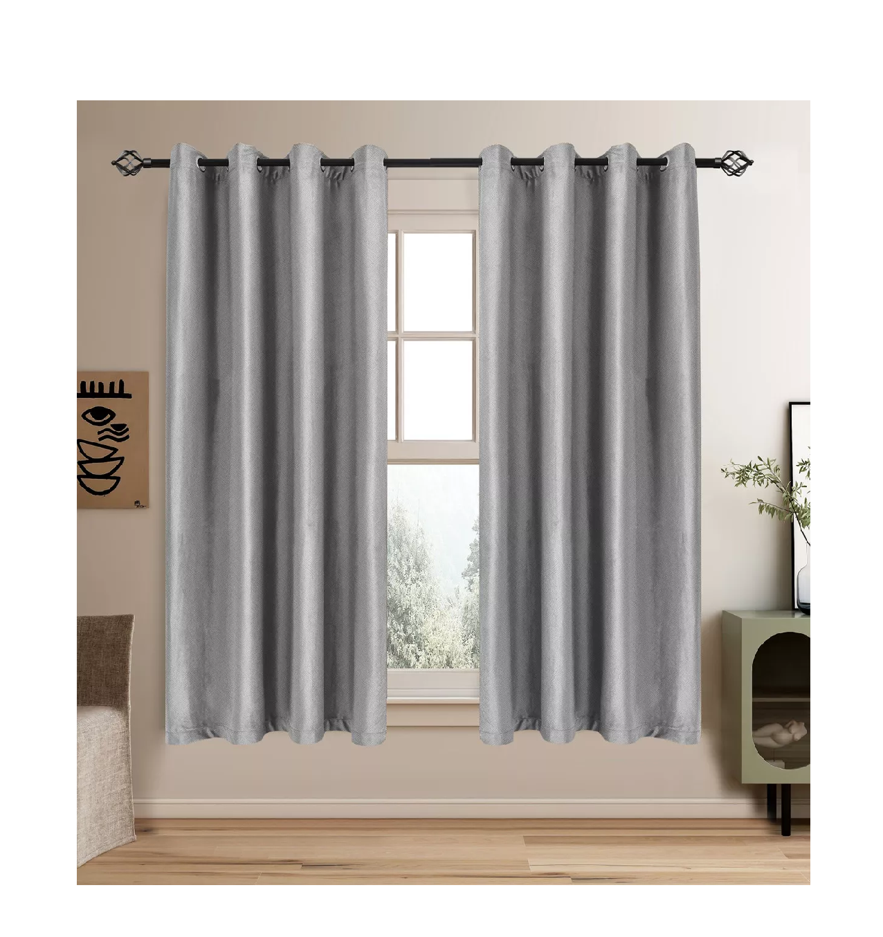 Foto 4 | Cortinas Blackout para Ventana 214 x 160 cm 2 piezas Gris