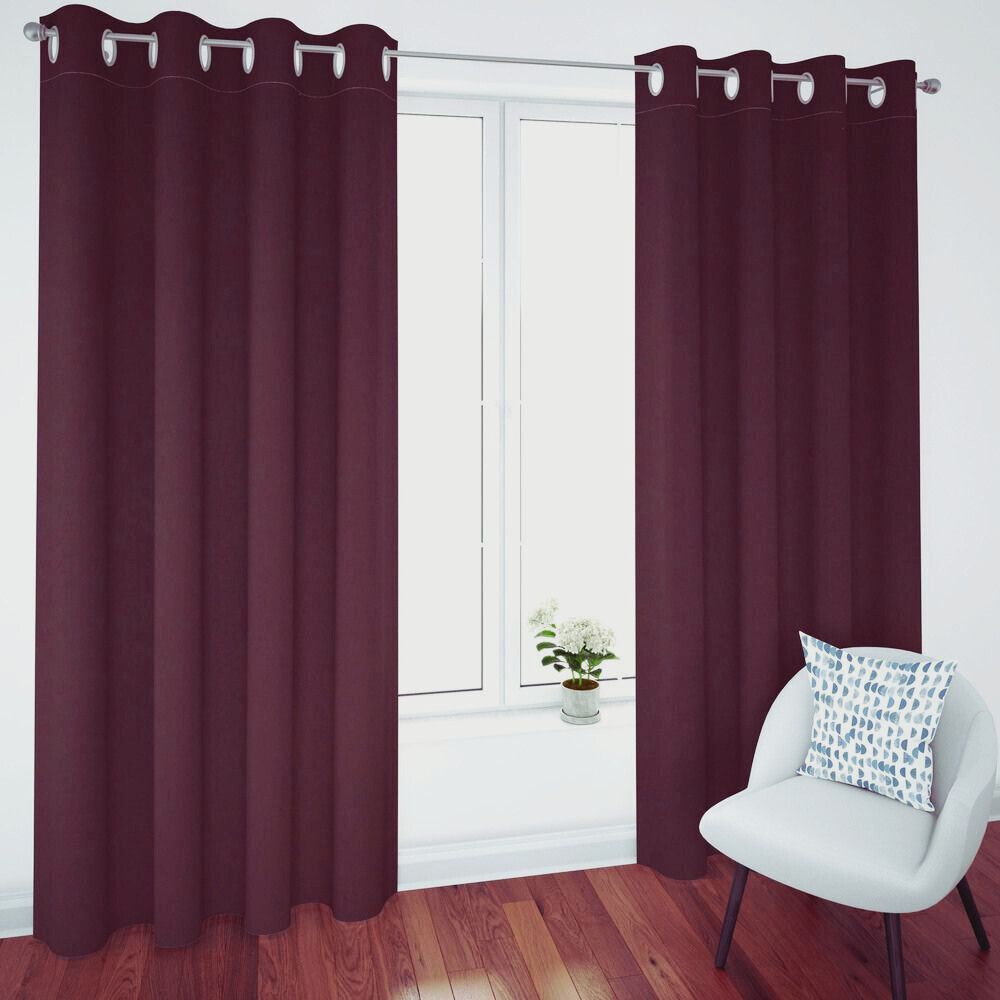 Par De Cortinas Rebeca Blackout Vino Premium