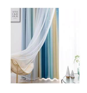 Foto 4 | Cortina Multicolor C/estrella P/dormitorio 1 Panel Azul Amarillo