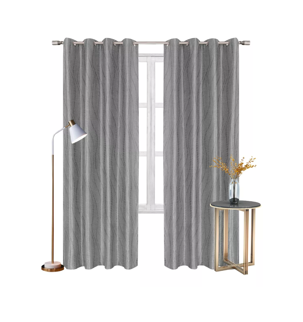 Cortinas Blackout Seda Alta Calidad 264*240 Cm 2 Paneles Color Gris