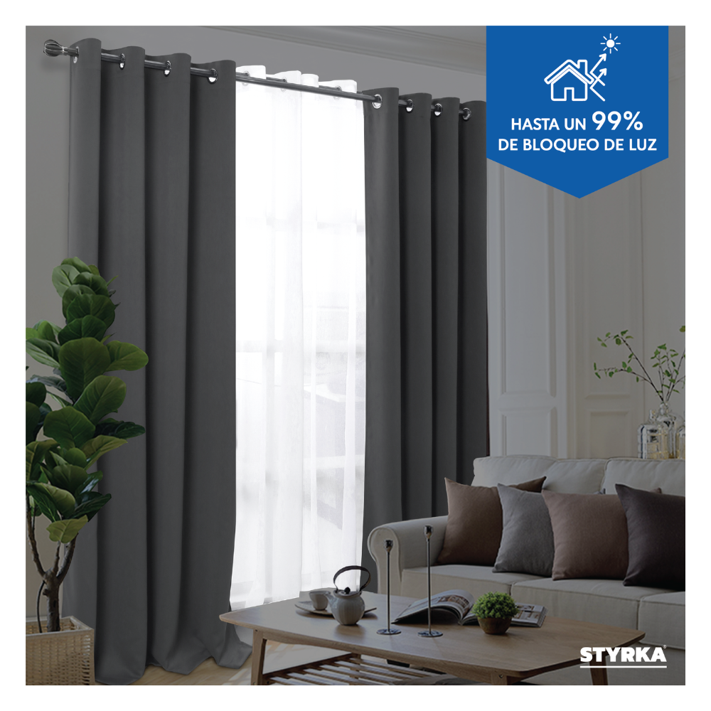 Foto 3 pulgar | Cortinas Blackout Styrka Con Aislamiento Térmico 1.32 X 2.13m color Gris