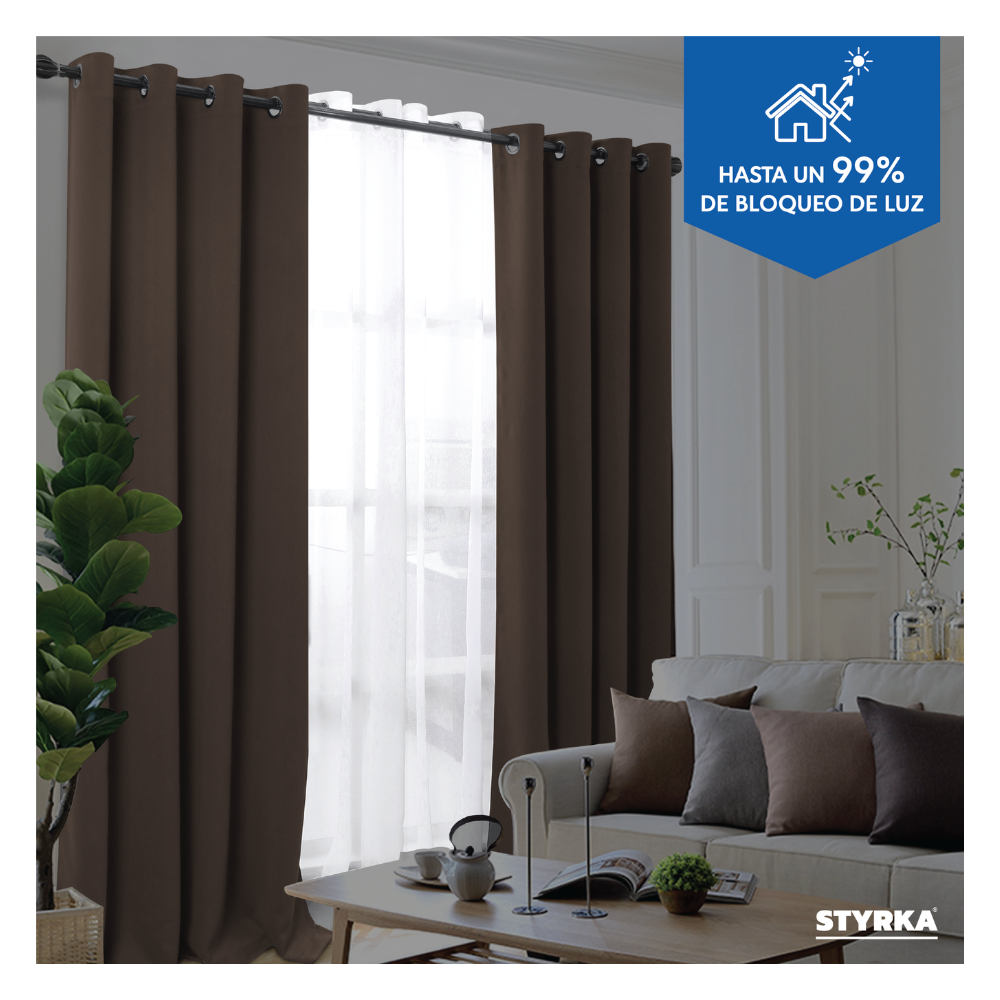 Foto 3 pulgar | Cortinas Blackout Styrka Con Aislamiento Térmico 1.32 X 2.13m color Chocolate