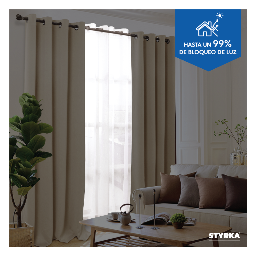 Foto 3 pulgar | Cortinas Blackout Styrka Con Aislamiento Térmico 1.32 X 2.13m color Beige