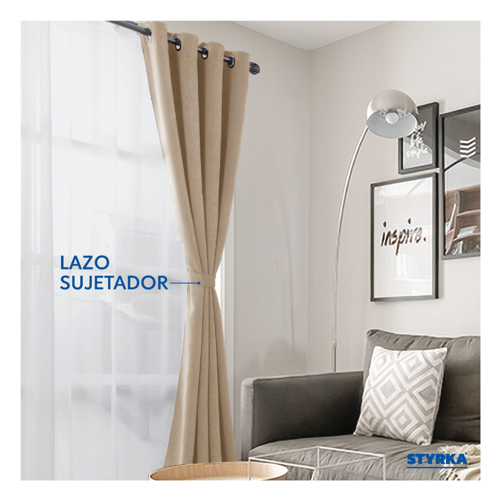 Foto 5 pulgar | Cortinas Blackout Styrka Con Aislamiento Térmico 1.32 X 2.13m color Beige