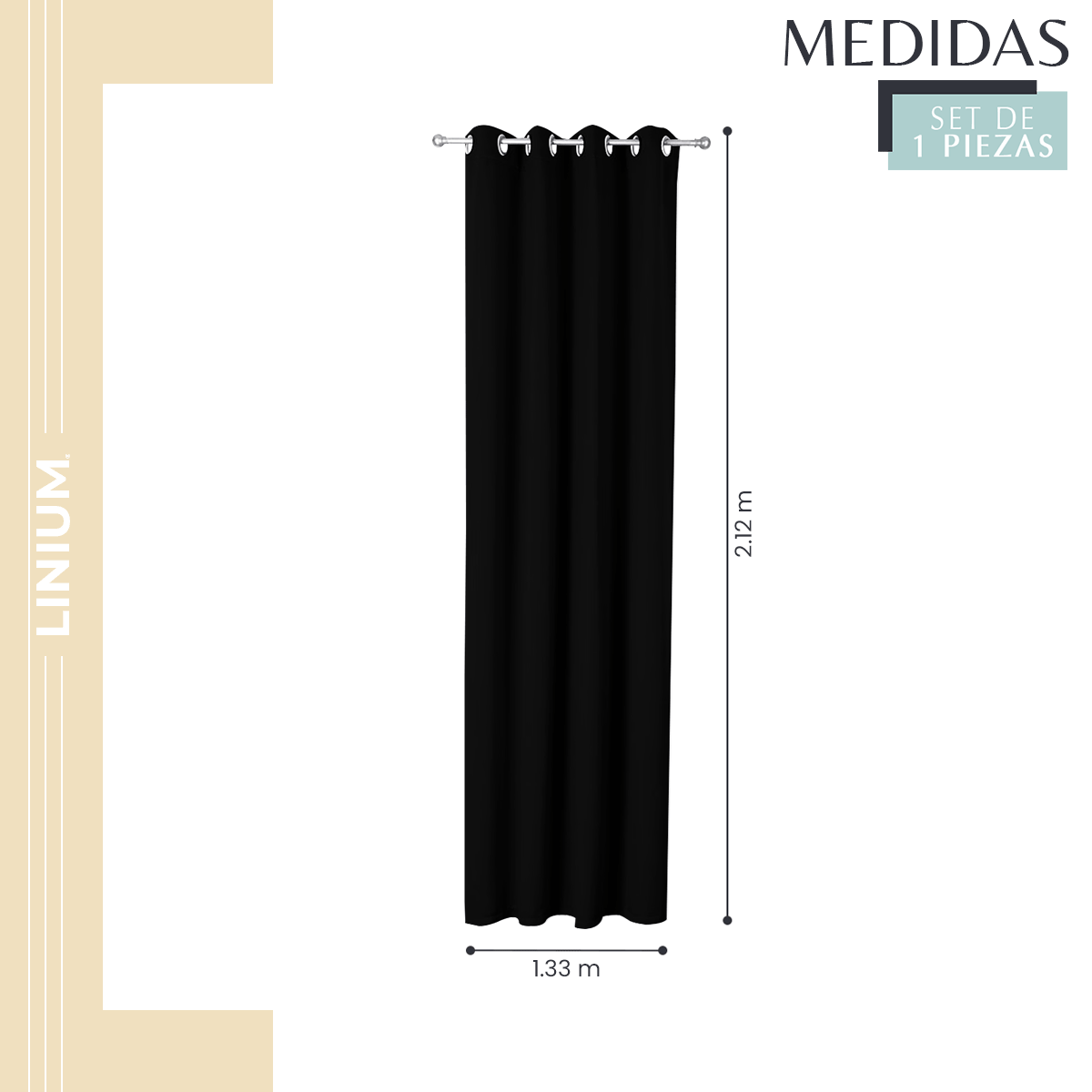 Foto 3 pulgar | Cortinas Linium Blackout Negras Protección Aislante