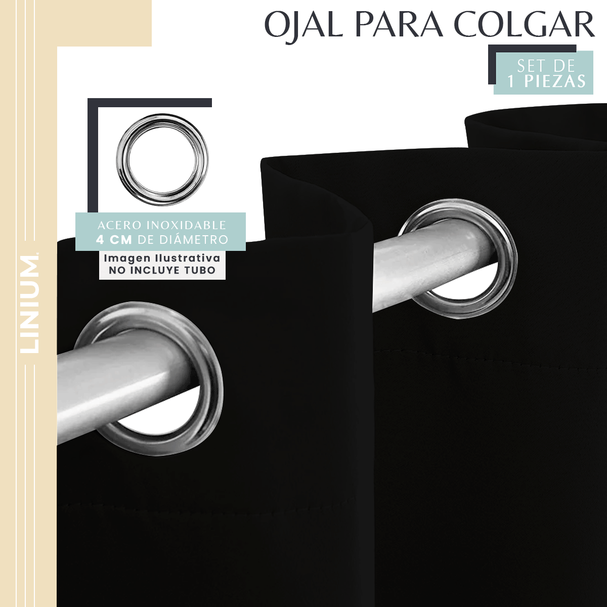 Foto 4 pulgar | Cortinas Linium Blackout Negras Protección Aislante