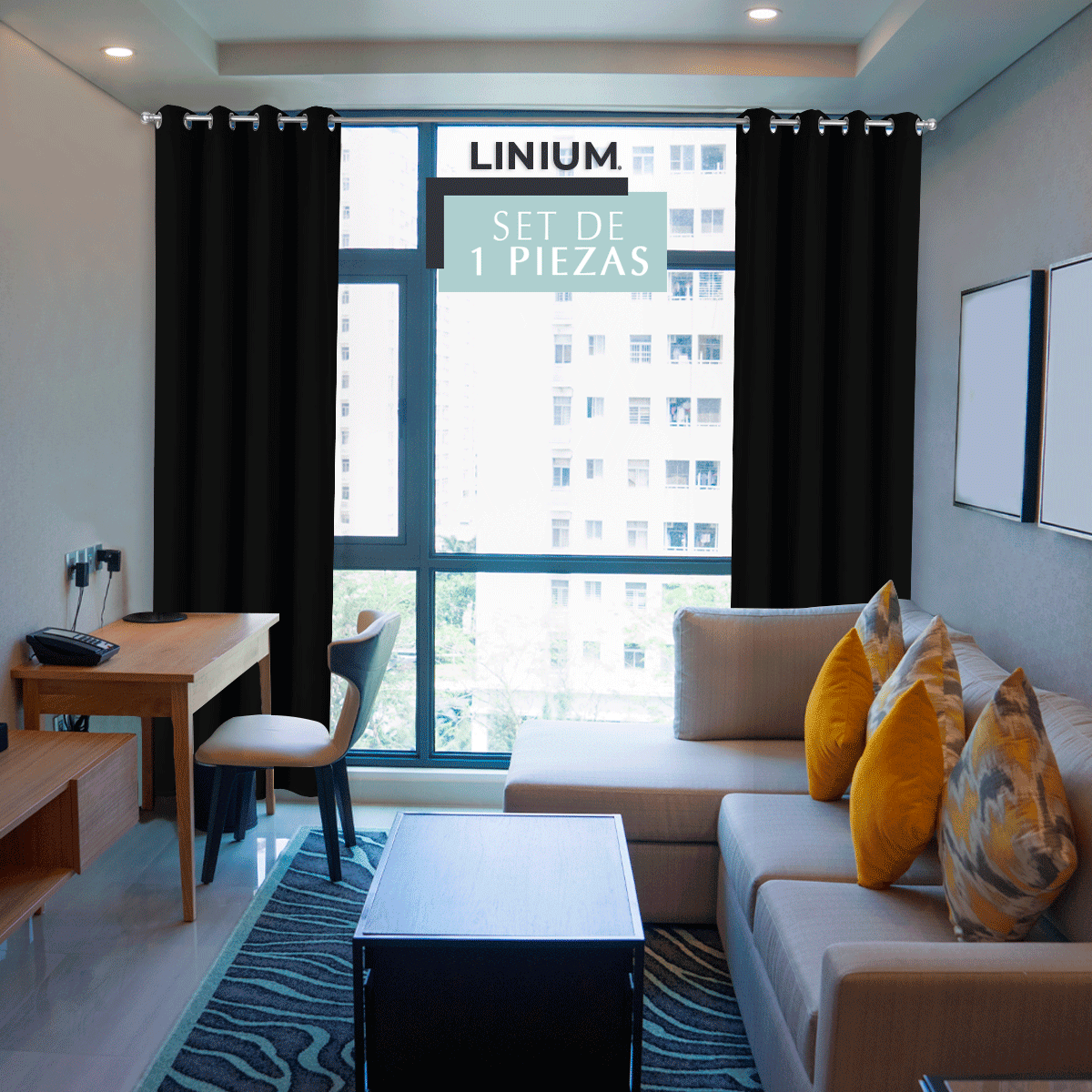 Foto 5 pulgar | Cortinas Linium Blackout Negras Protección Aislante