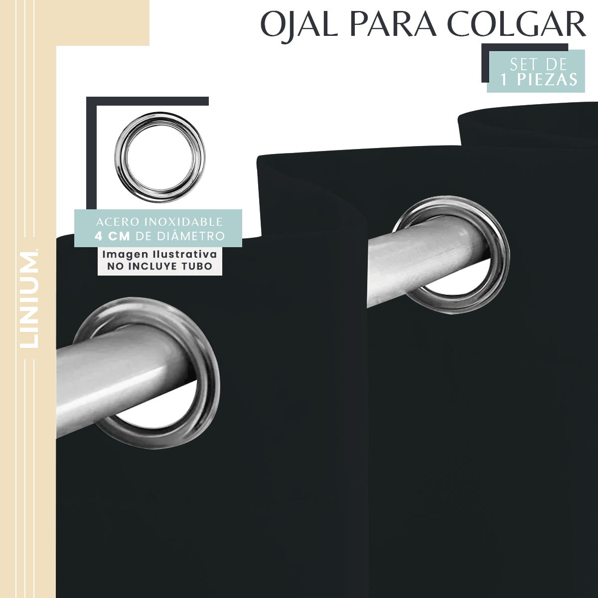 Foto 4 pulgar | Cortina Linium Blackout Gris Oxford Triple Protección Aislante