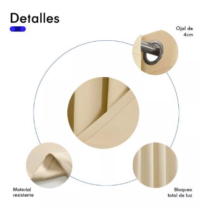 Foto 3 pulgar | Cortinas 2 Paneles 215 x 135 cm Beige