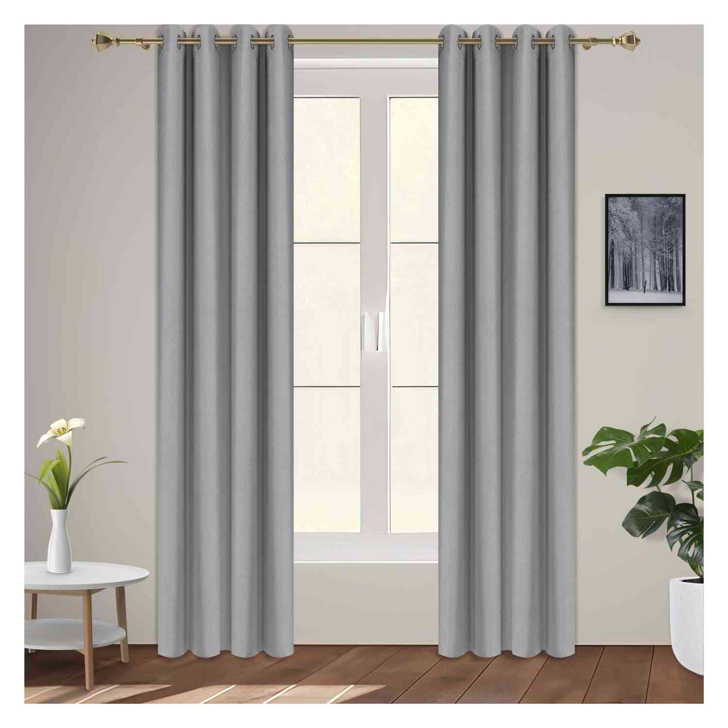 Foto 5 pulgar | Cortinas Blackout Largas Tejida Hogar 275x216cm 2 Piezas Gris Claro