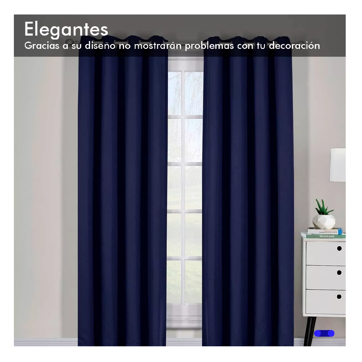 Foto 4 pulgar | Cortinas Blackout Aislamiento Térmico 2 Paneles 215 x 135 cm Azul Oscuro