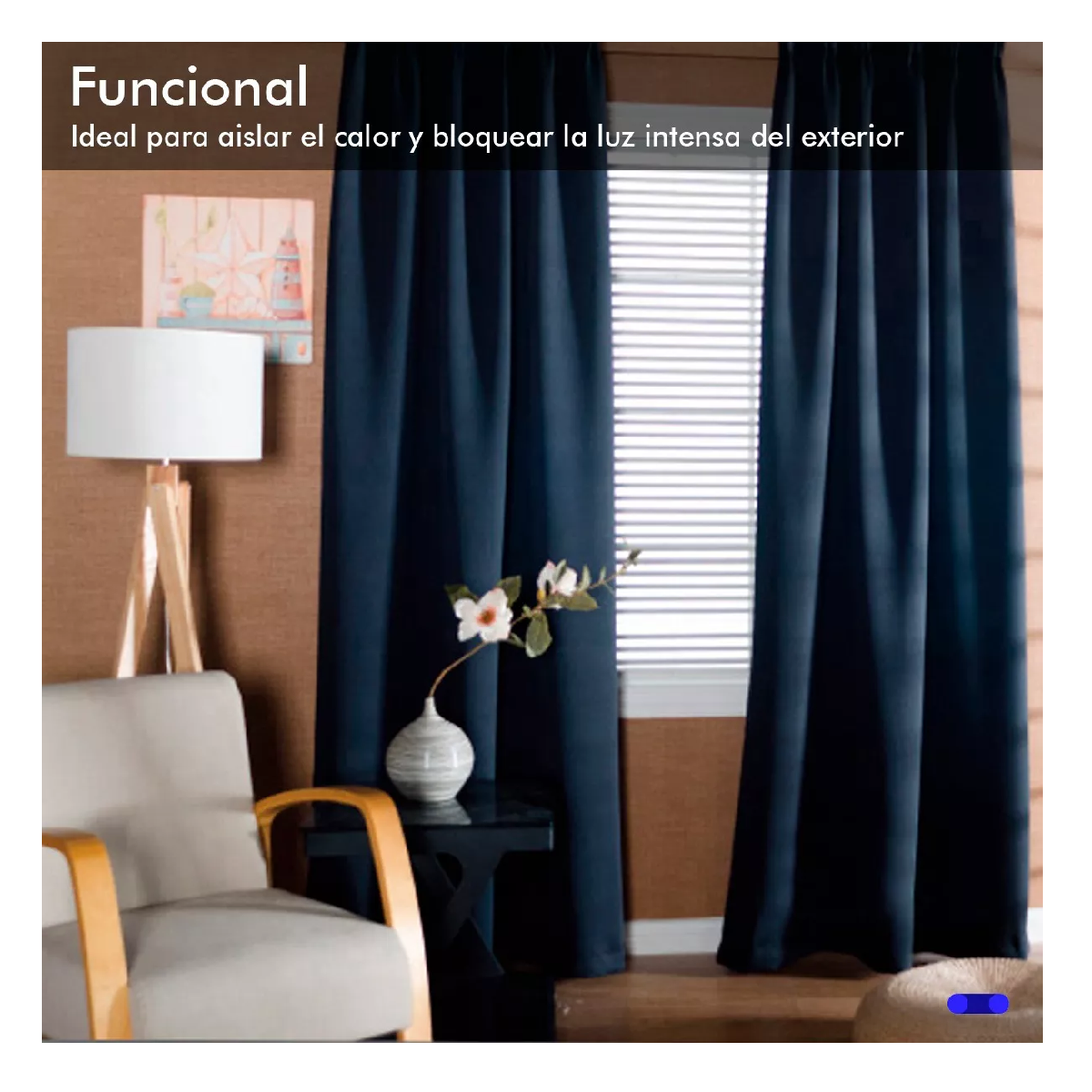 Foto 5 pulgar | Cortinas Blackout Aislamiento Térmico 2 Paneles 215 x 135 cm Azul Oscuro