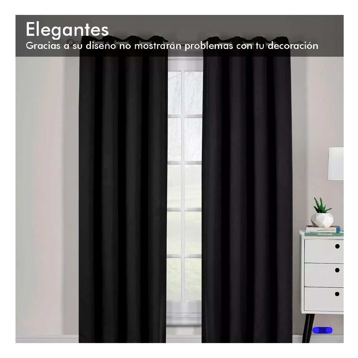 Foto 4 pulgar | Cortinas Kitul Blackout Plus Aislamiento Térmico 2 Paneles 215 x 135 cm Negras