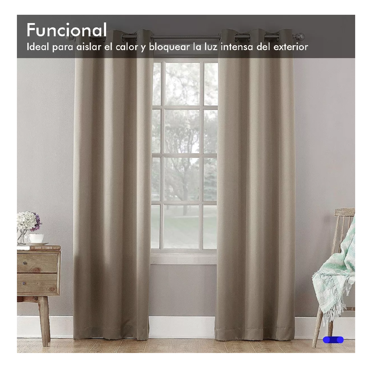 Foto 4 pulgar | Cortinas Kitul Blackout Plus Belug  con Aislamiento Térmico 2 Paneles color Beige