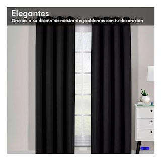 Foto 3 | Cortinas Kitul Blackout Plus Aislamiento Térmico 2 Paneles 215 X 135 Cm Color Negro
