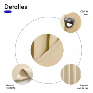 Foto 2 | Cortinas Kitul Blackout Plus Aislamiento Térmico 2 Paneles Color Beige