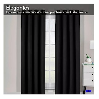 Foto 4 | Cortinas Kitul Blackout Plus Aislamiento Térmico 2 Paneles Color Negro