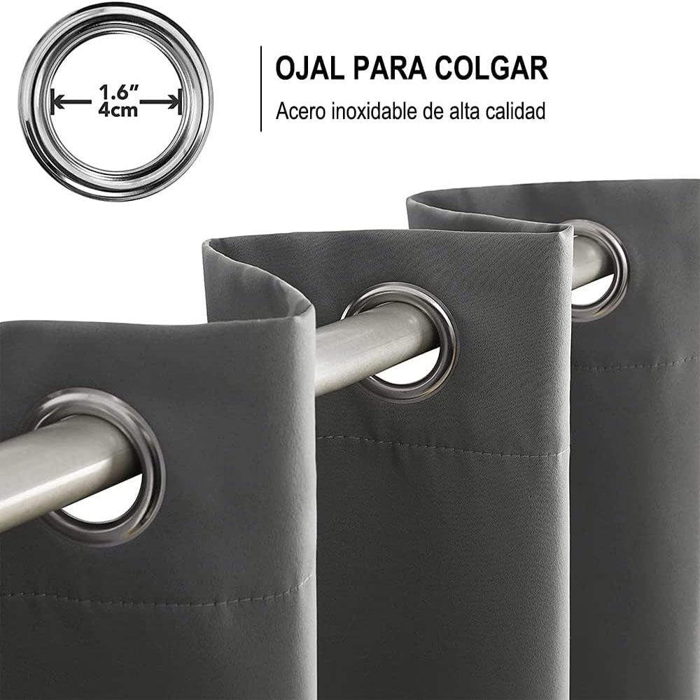 Foto 3 pulgar | Cortinas Blackout Para Bloquear Luz Y Ruido Gris Kyuden Home