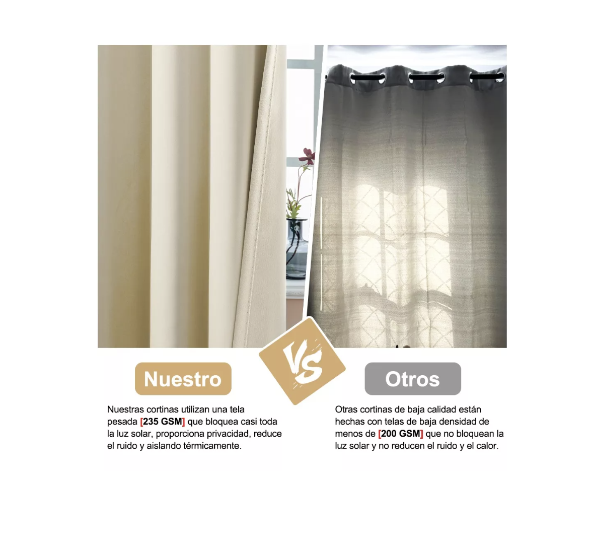 Foto 4 pulgar | Cortinas Black Out Decoracion Textil Hogar Adornos 132x214cm Beige T