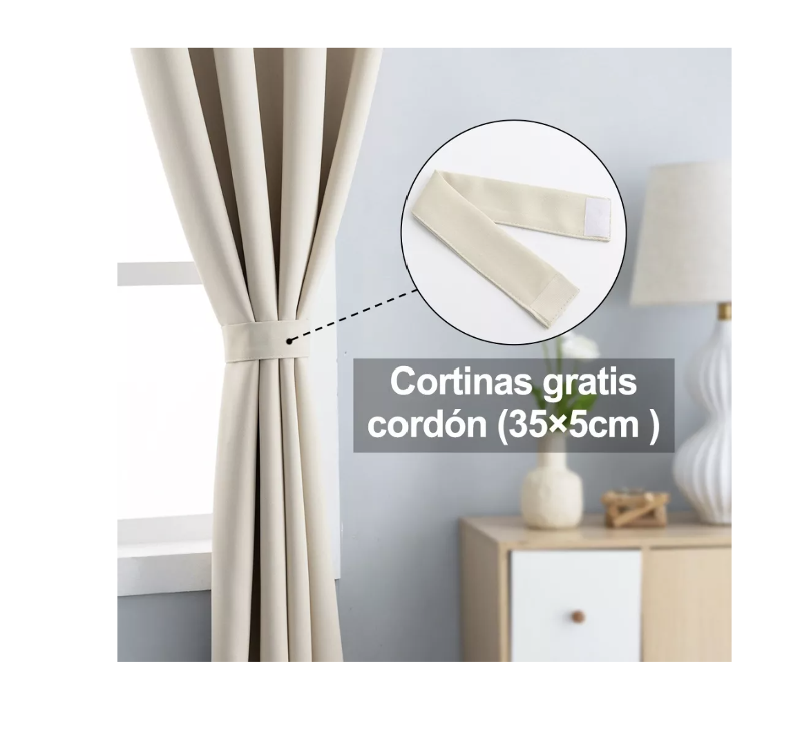 Foto 5 pulgar | Cortinas Black Out Decoracion Textil Hogar Adornos 132x214cm Beige T