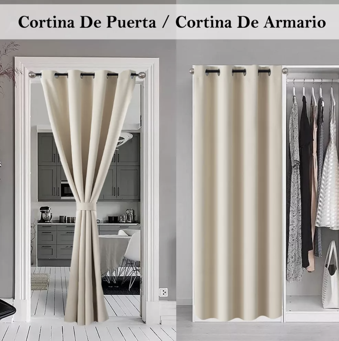 Foto 6 pulgar | Cortinas Black Out Decoracion Textil Hogar Adornos 132x214cm Beige T