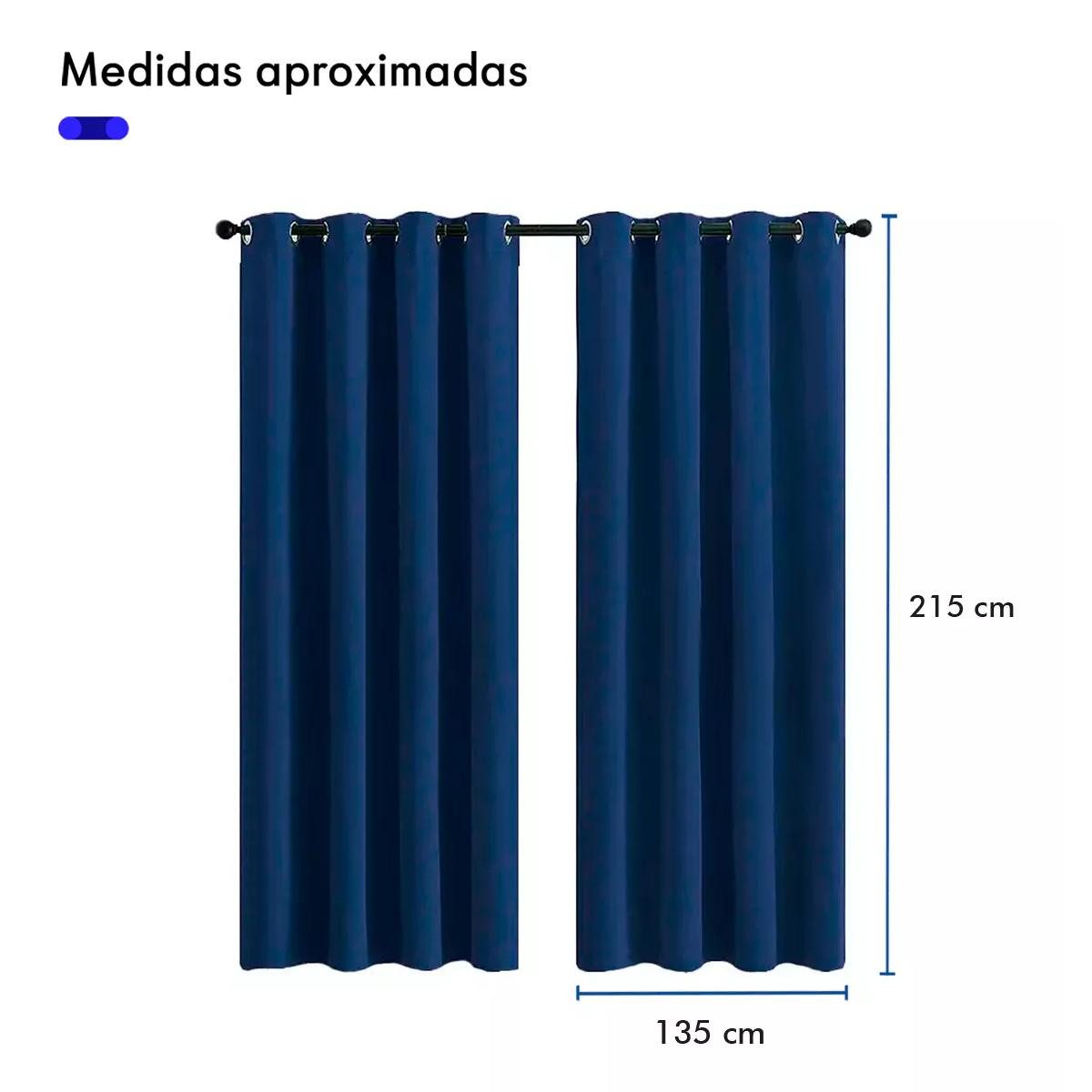 Foto 4 pulgar | Cortinas Plus Aislamiento Térmico Blackout 2 Paneles 215 X 135 cm Azul Marino