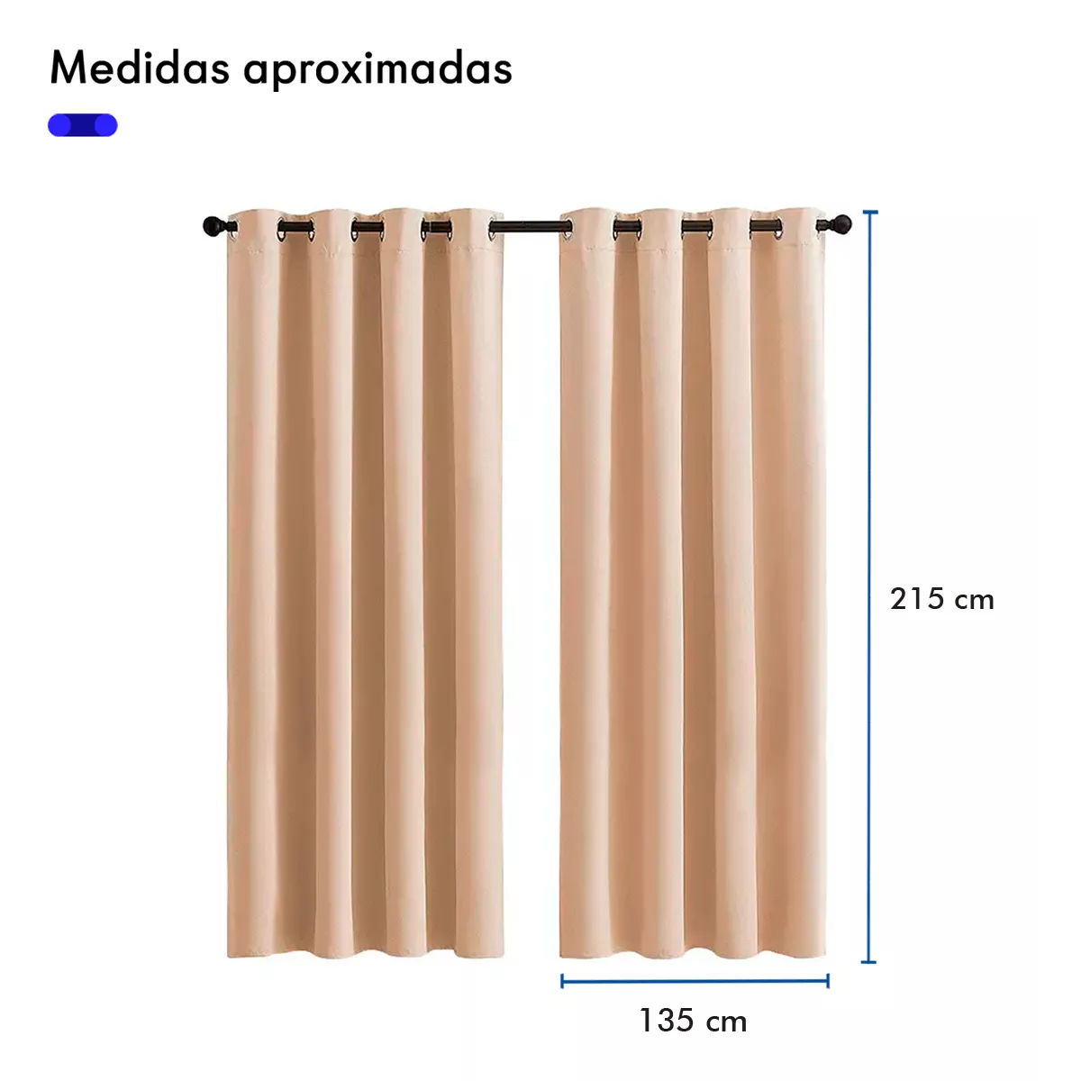 Foto 4 pulgar | Cortinas Plus Aislamiento Térmico Blackout 2 Paneles 215 X 135 cm Beige