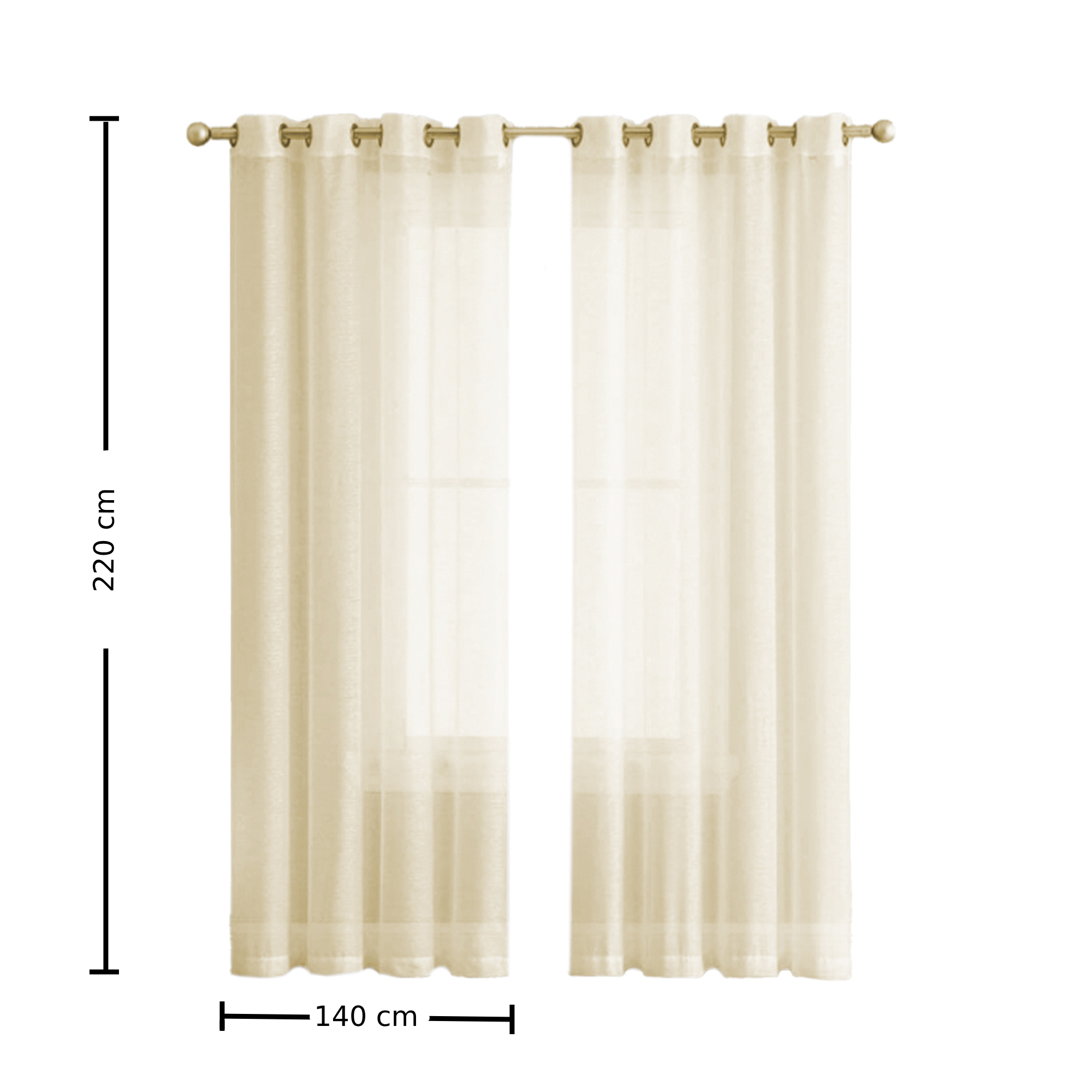 Foto 4 pulgar | Cortina Traslucida con Argollas Hg-cr-001724 Beige
