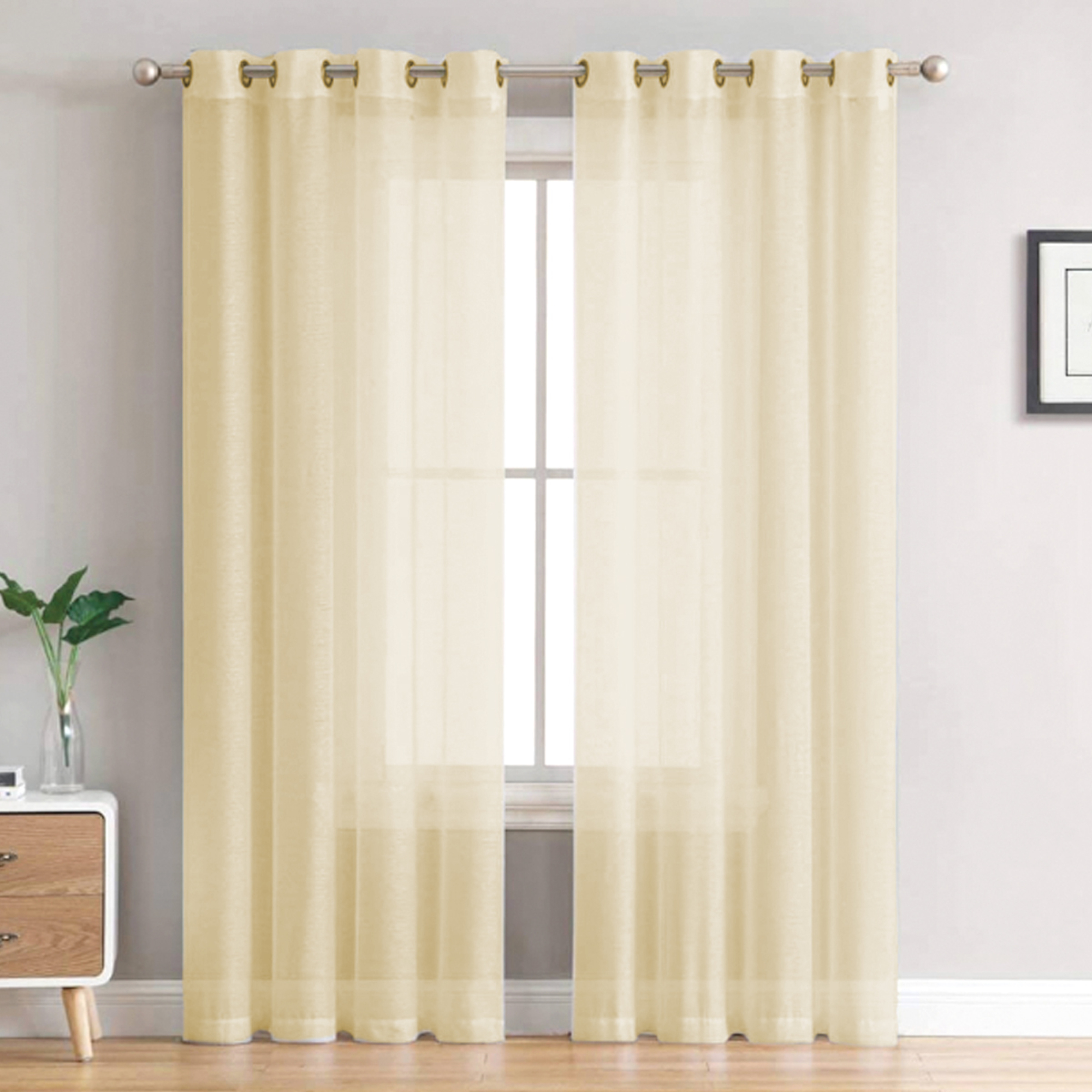 Foto 4 | Cortina Traslucida con Argollas Hg-cr-001724 Beige