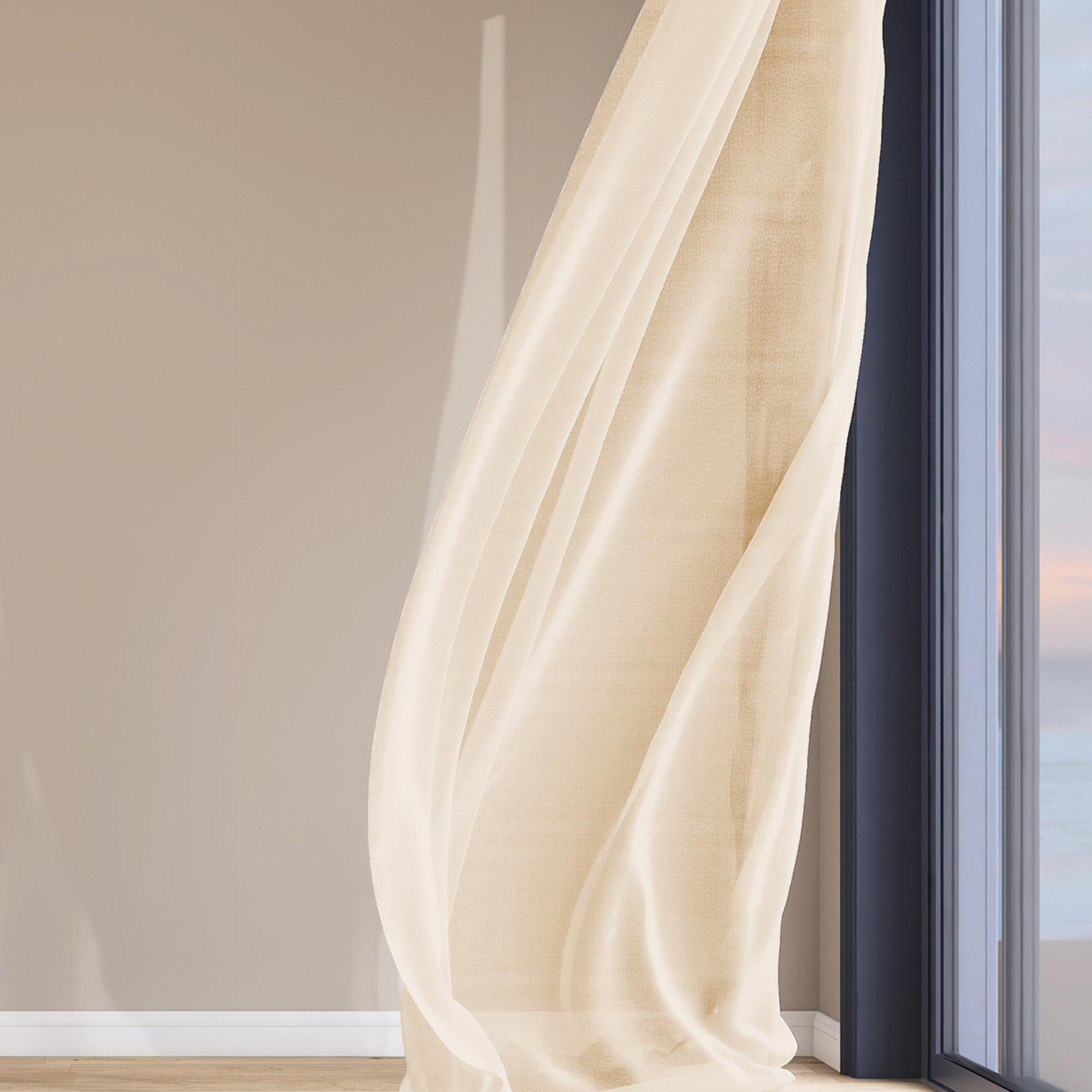 Foto 6 pulgar | Cortina Traslucida con Argollas Hg-cr-001724 Beige